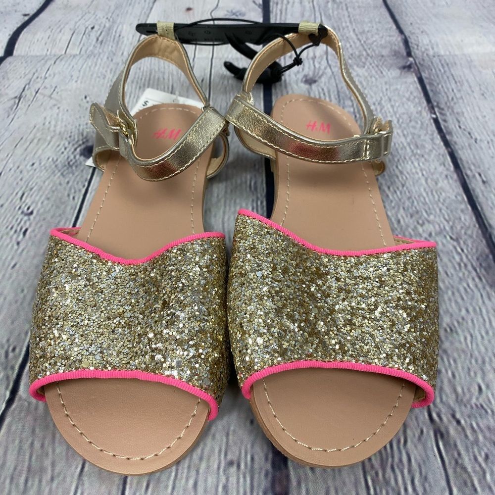 🌟 H&M Girls Gold Sparkle Sandals 🌟